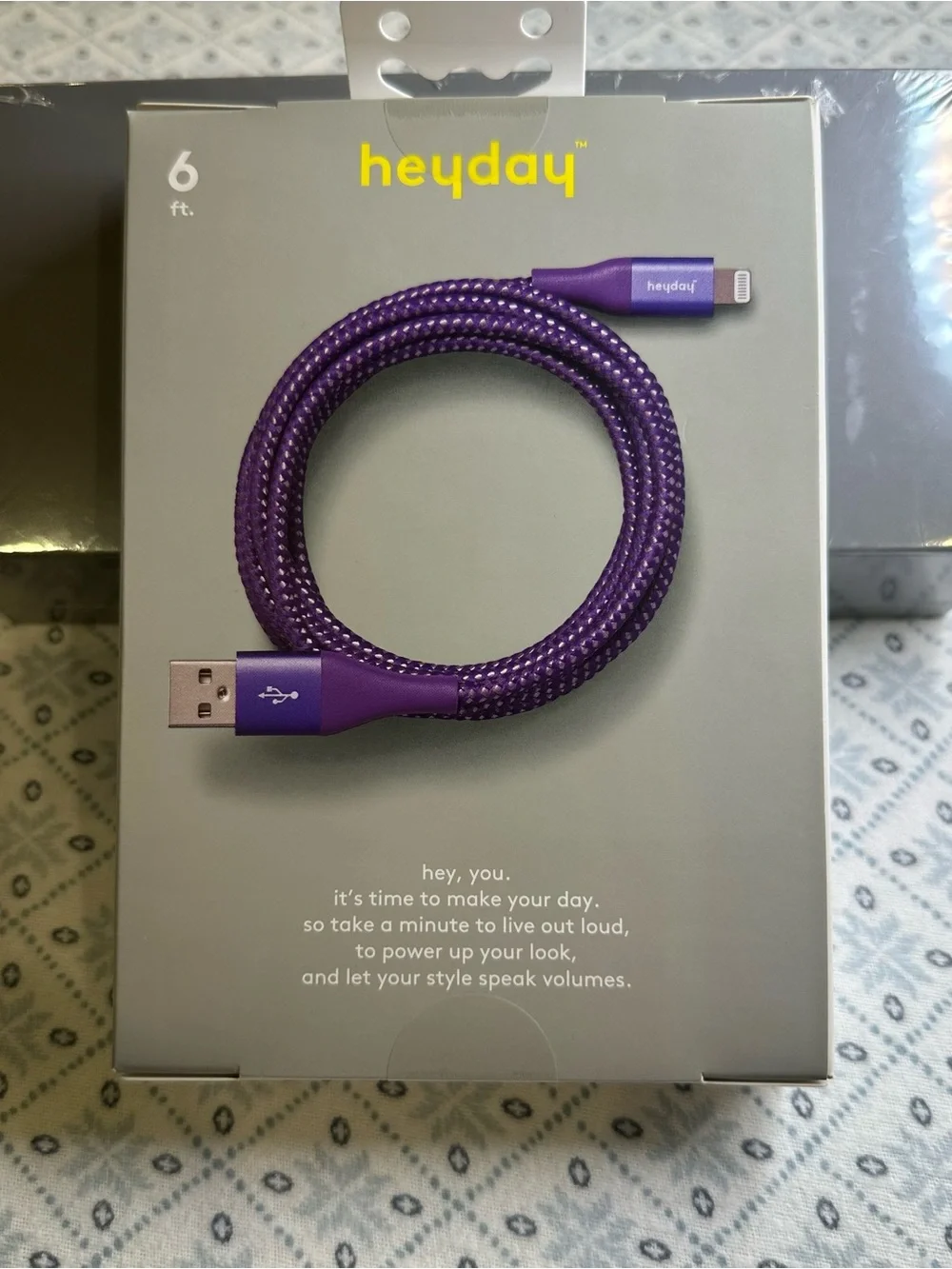 heyday Purple Braided Lightning to USB-A Charging Cable